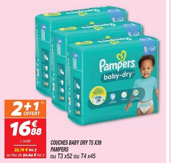 Netto COUCHES BABY DRY T5 X39 PAMPERS offre