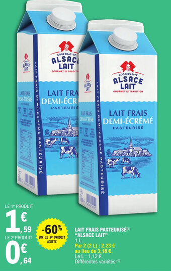 E.Leclerc LAIT FRAIS DEMI-ÉCRÉMÉ PASTEURISÉ offre