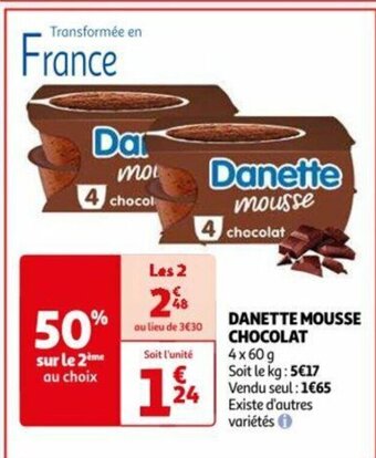 Auchan DANETTE MOUSSE CHOCOLAT offre