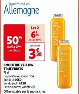 Auchan SMOOTHIE YELLOW TRUE FRUITS offre
