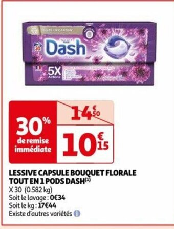 Auchan LESSIVE CAPSULE BOUQUET FLORALE TOUT EN 1 PODS DASH(¹) offre