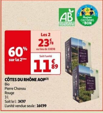 Auchan CÔTES DU RHÔNE AOP(²) offre