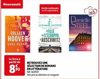 Auchan RETROUVEZ UNE SÉLECTION DE ROMANS EN LITTÉRATURE offre