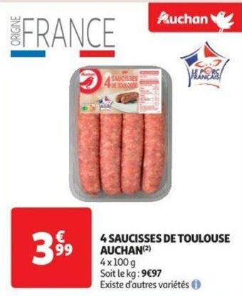 4 SAUCISSES DE TOULOUSE AUCHAN (2)