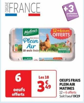 Auchan OEUFS FRAIS PLEIN AIR MATINES offre
