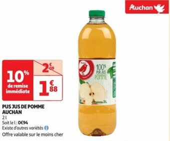 Auchan PUS JUS DE POMME AUCHAN offre