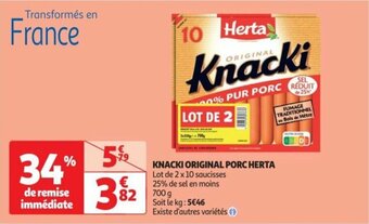Auchan KNACKI ORIGINAL PORC HERTA offre