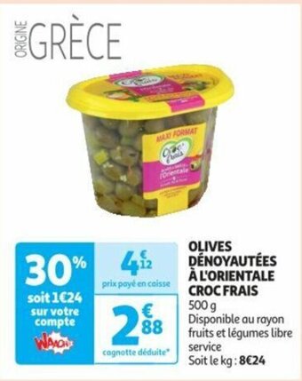 Auchan OLIVES DÉNOYAUTÉES À L'ORIENTALE CROC FRAIS offre