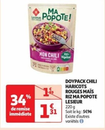 Auchan DOYPACK CHILI HARICOTS ROUGES MAÏS RIZ MA POPOTE LESIEUR offre