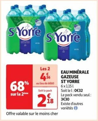 Auchan EAU MINÉRALE GAZEUSE ST YORRE offre