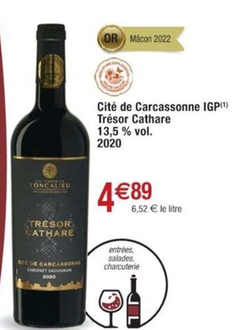 Cora Cité de Carcassonne IGP(¹) Trésor Cathare offre
