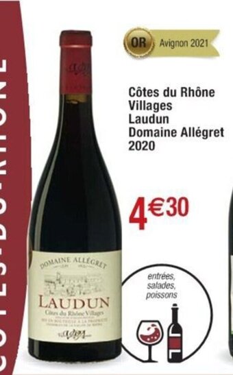 Cora x Carrefour Côtes du Rhône Villages Laudun Domaine Allégret 2020 offre