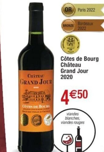 Cora x Carrefour Côtes de Bourg Château Grand Jour 2020 offre