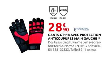 Rural Master GANTS GT118 AVEC PROTECTION ANTICOUPURES MAIN GAUCHE offre