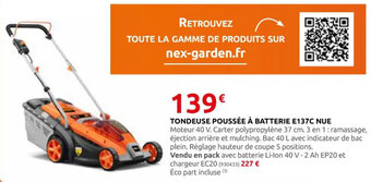 Rural Master TONDEUSE POUSSÉE À BATTERIE E137C NUE offre