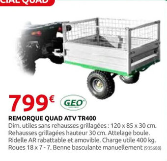 Rural Master REMORQUE QUAD ATV TR400 offre