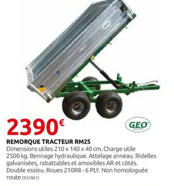 Rural Master REMORQUE TRACTEUR RM25 offre