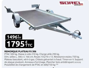 Rural Master REMORQUE PLATEAU PJ 306 offre