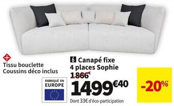 Conforama Canape fixe 4 places sophie offre