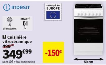 Conforama Indesit cuisinière vitrocéramique is5v4phw/e offre
