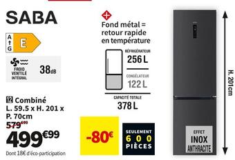 Conforama Saba réf.combiné cb373nfdk offre
