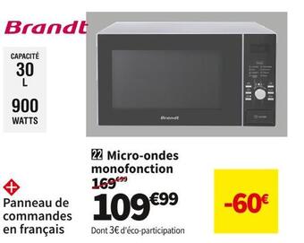 Conforama Brandt micro-ondes monofonction se3000m offre