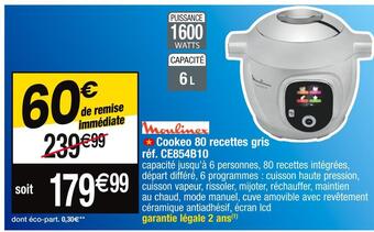 Cora x Carrefour Moulinex cookeo 80 recettes gris offre
