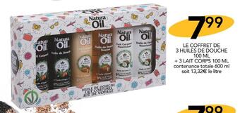 Natura oil le coffret de 3 huiles de douche 100 ml + 3 lait corps 100 ml