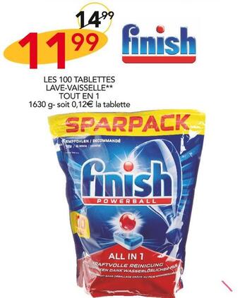 Stokomani Finish les 100 tablettes lave-vaisselle** tout en 1 offre