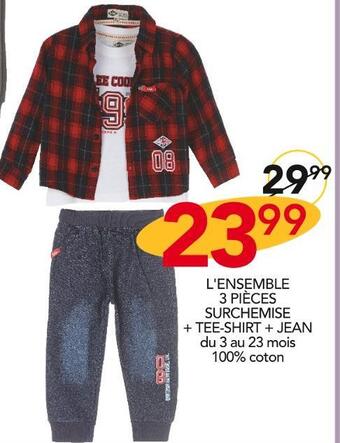 Stokomani Lee cooper l'ensemble 3 pièces surchemise + tee-shirt + jean offre