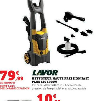 Hyper U NETTOYEUR HAUTE PRESSION FAST PLUS 130 1800W offre