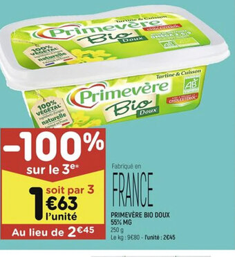 Leader Price PRIMEVÈRE BIO DOUX 55% MG offre