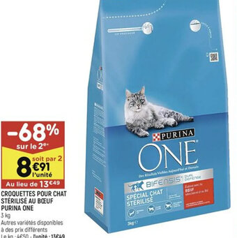 Leader Price CROQUETTES POUR CHAT STÉRILISÉ AU BŒUF PURINA ONE offre