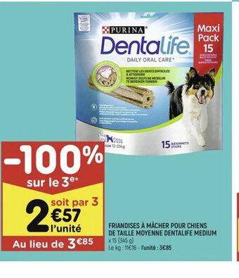 Leader Price FRIANDISES À MÂCHER POUR CHIENS DE TAILLE MOYENNE DENTALIFE MEDIUM offre