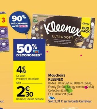 Carrefour Mouchoirs KLEENEX offre