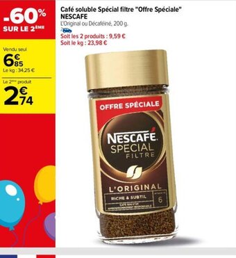 Carrefour Café soluble Spécial filtre Offre Spéciale NESCAFE offre