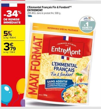 Carrefour L'Emmental Français Fin & Fondant ENTREMONT offre