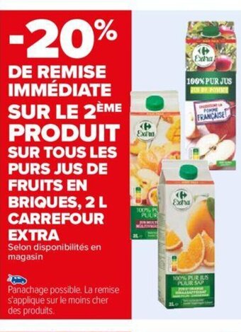 Carrefour Pur jus de fruits en briques 2L carrefour extra offre