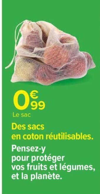 Carrefour Des sacs en coton réutilisables. offre