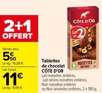 Carrefour Tablettes de chocolat CÔTE D'OR offre