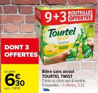 Carrefour Bière sans alcool TOURTEL TWIST offre