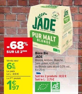 Carrefour Bière Bio JADE offre