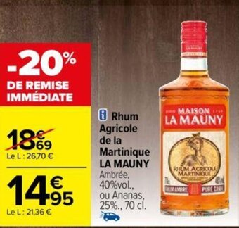 Rhum Agricole de la Martinique LA MAUNY