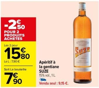 Carrefour Apéritif à la gentiane SUZE offre