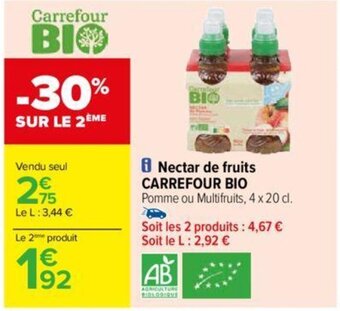 Carrefour Nectar de fruits CARREFOUR BIO offre