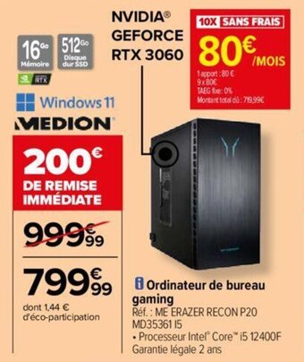 Carrefour Ordinateur de bureau gaming offre