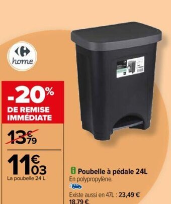 Carrefour i Poubelle à pédale 24L offre