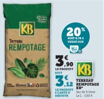 Super U TERREAU REMPOTAGE KB offre