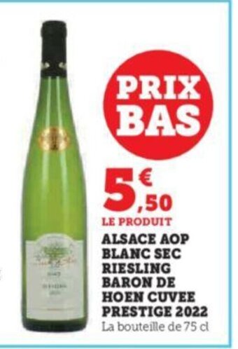 ALSACE AOP BLANC SEC RIESLING BARON DE HOEN CUVEE PRESTIGE 2022