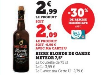 Super U BIERE BLONDE DE GARDE METEOR 7,5° offre